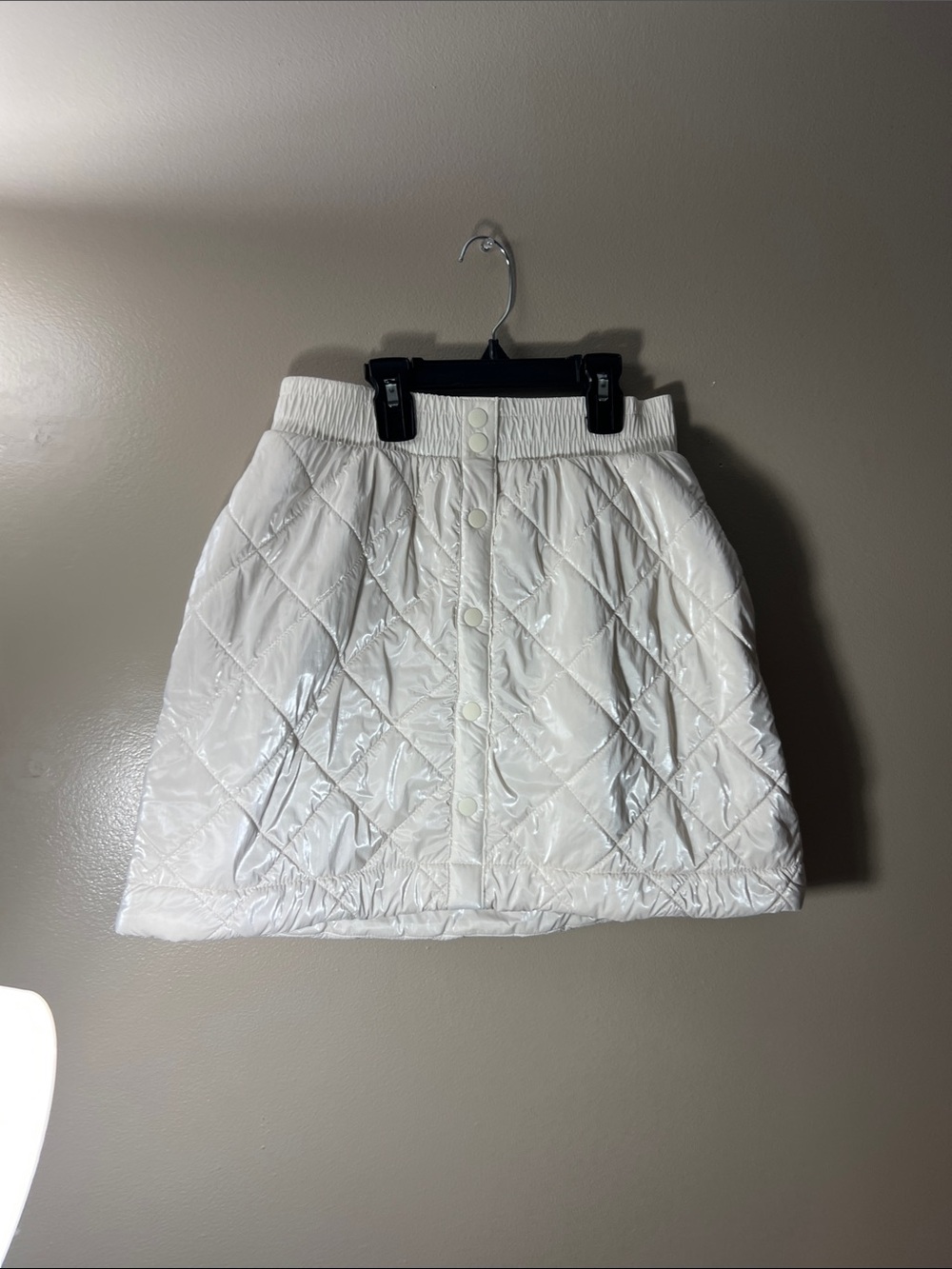Athleta White Quilted Button-Front Skirt